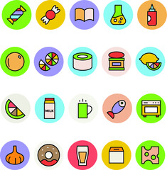 Food Colored Vector Icons