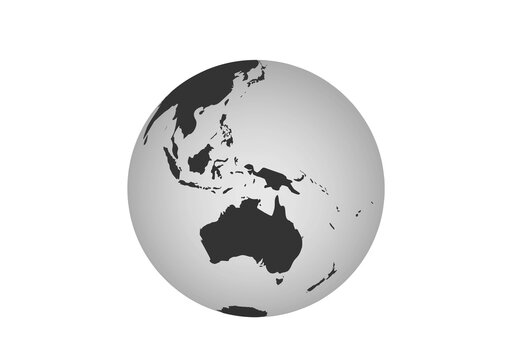 australia globe icon. earth in view of australia continent and south asia