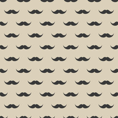 Seamless pattern with mustache. Vintage retro moustache. Facial hair. Hipster beard. Vector illustration.