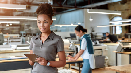 Take it, make it and achieve it. Female co-workers standing in office