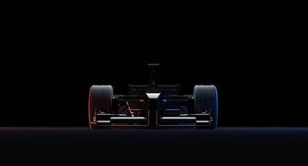 Schwarzes F1-Auto, Frontfoto.