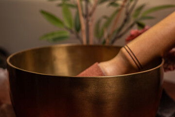 Tibetan bowl handcrafted with stick