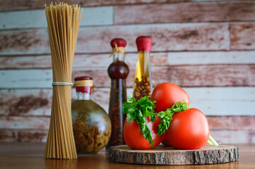 tomatoes, parsley and pasta