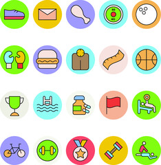 Fitness and Health Colored Vector Icons