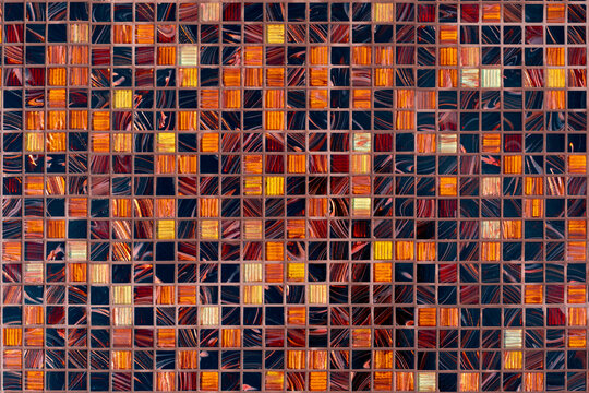 Gresite orange and brown stoneware, mosaic background.