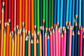 Many colorful pencils as background