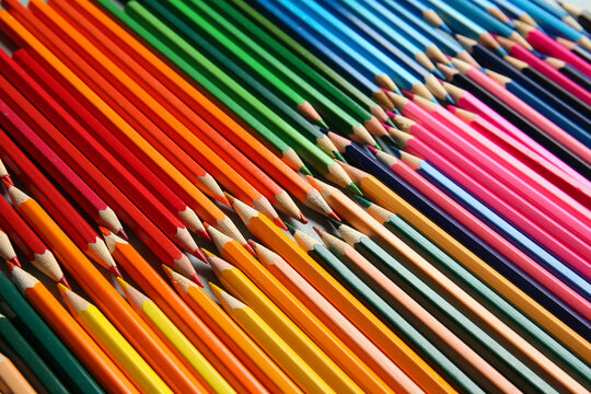 Many colorful pencils as background