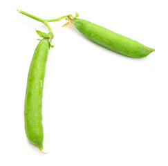 Tasty fresh peas on white background