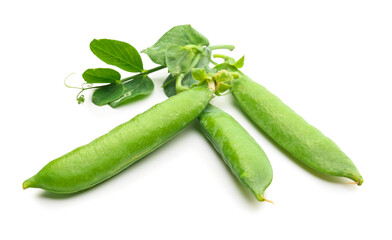Tasty fresh peas on white background