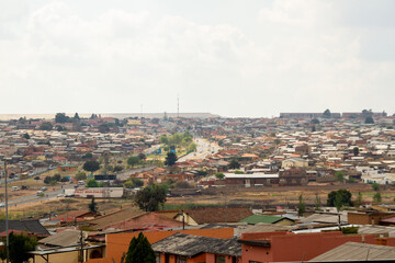 Fototapeta premium view from a hill of SOWETO in johannesburg in South Africa