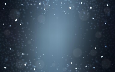 Dark BLUE vector background with xmas snowflakes.