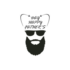 Happy Father's Day. lettering happy father's day. happy father's day with beard face and glasses