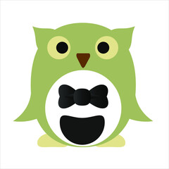 green owl icon with tie in green