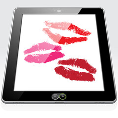 3 romantic cyber kisses sent, received and presented on a Tablet PC screen.