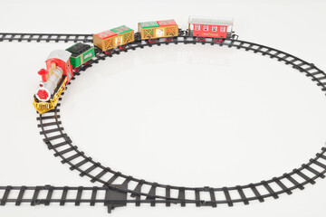Christmas Toy Train Isolated Over White Background.