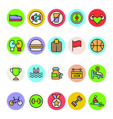 Fitness and Health Colored Vector Icons