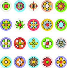 Flowers and Floral Colored Vector Icons