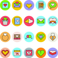 Love & Romance Colored Vector Icons