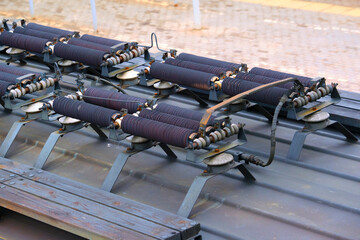 Fototapeta premium electric train equipment on the roof color
