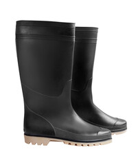 Black rubber boots isolated on white