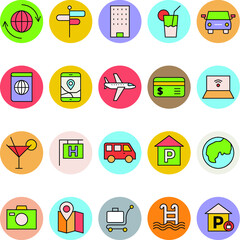 Travel Colored Vector Icons