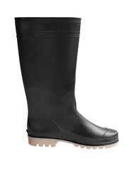 Black rubber boots isolated on white