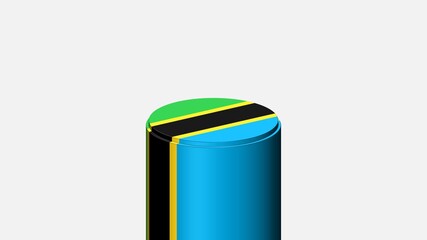 3D CYLINDER SHAPE NATIONAL FLAG : Tanzania