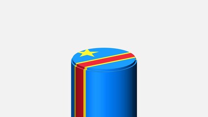 3D CYLINDER SHAPE NATIONAL FLAG : Congo