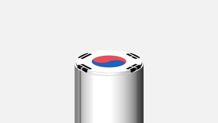 3D CYLINDER SHAPE NATIONAL FLAG : South Korea