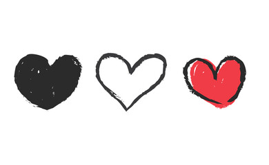 Heart doodles set. Collection of hand drawn illustrated hearts.