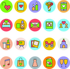 Wedding Colored Vector Icons