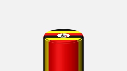 3D CYLINDER SHAPE NATIONAL FLAG : Uganda