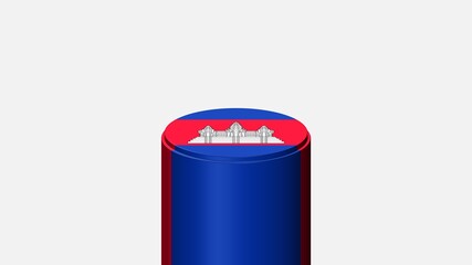 3D CYLINDER SHAPE NATIONAL FLAG : Cambodia