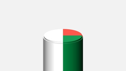 3D CYLINDER SHAPE NATIONAL FLAG : Madagascar