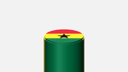 3D CYLINDER SHAPE NATIONAL FLAG : Ghana