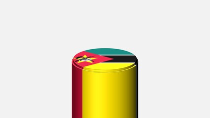 3D CYLINDER SHAPE NATIONAL FLAG : Mozambique