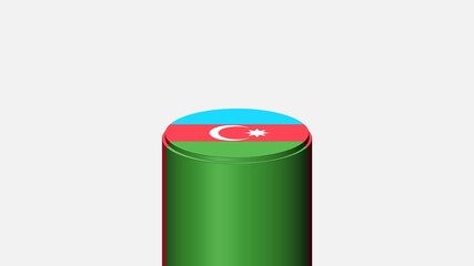 3D CYLINDER SHAPE NATIONAL FLAG : Azerbaijan