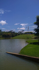 Panorama of Ipanema Park located in Ipatinga City, Vale do Aço eastern Minas Gerais state, Brazil. Sunny day.  Nature background. 