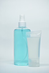 alcohol gel small bottle on white background