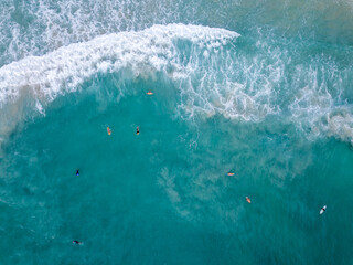Aerial View Of Surfing In The Wave