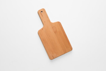 wooden cutting board top view with isolated background 
