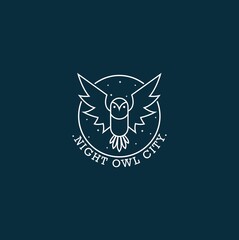 Owl Logo with linear style Minimal modern design vector template