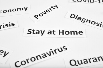 Coronavirus, COVID-19, SARS-CoV-2 newspaper headline clippings on white background