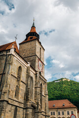 Fototapeta na wymiar Black Church Biserica Neagra and Tampa mountain in Brasov, Romania