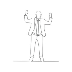 success man wear suit happy continuous line one line