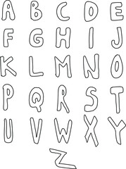 set of vector alphabet with doodle cartoon style
