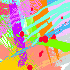 Abstract colourful paint brush and strokes, scribble lines pattern background. creative nice hand drawn and splash colours for your design. Nice tone colours fantasy stripes and grunge
