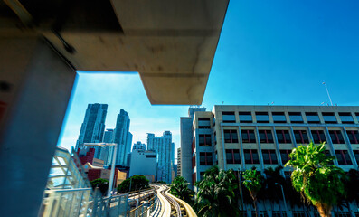 Miami Metro Mover Automated Train POV through the windshield