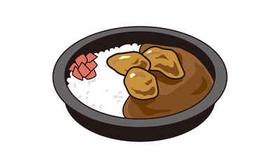 日本の持ち帰りのから揚げカレー弁当