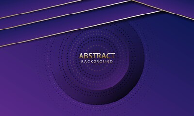Dark blue and line gold abstract overlap layers background. 3D effect.
